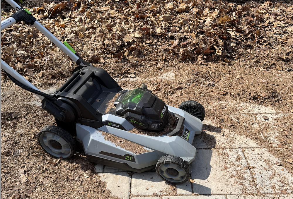 Mulching leaves with a mower...