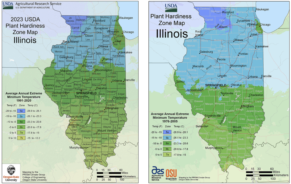 Illinois USDA Plant Hardiness Zone Maps